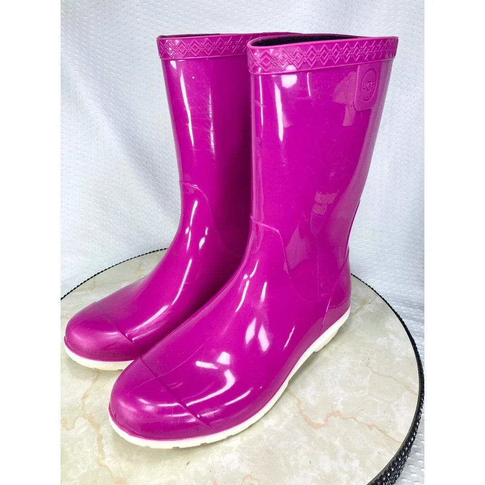 UGG Ranna Waterproof Mid Calf Rain Boots Womens 8 Girls 6 Pink Rubber Outdoor